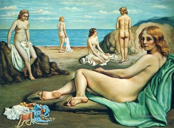 抽象的かつ装飾的 Painting - 浜辺の海水浴客 1934 ジョルジョ・デ・キリコ シュルレアリスム